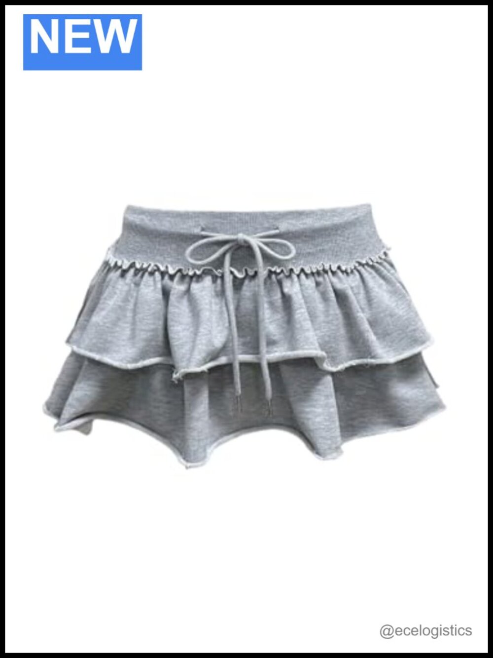 Y2k Layered Ruffle Mini Skirt Skort Drawstring Low Rise A-Line Flare with